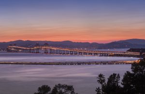 Richmond-San Rafael Bridge in California at dusk.