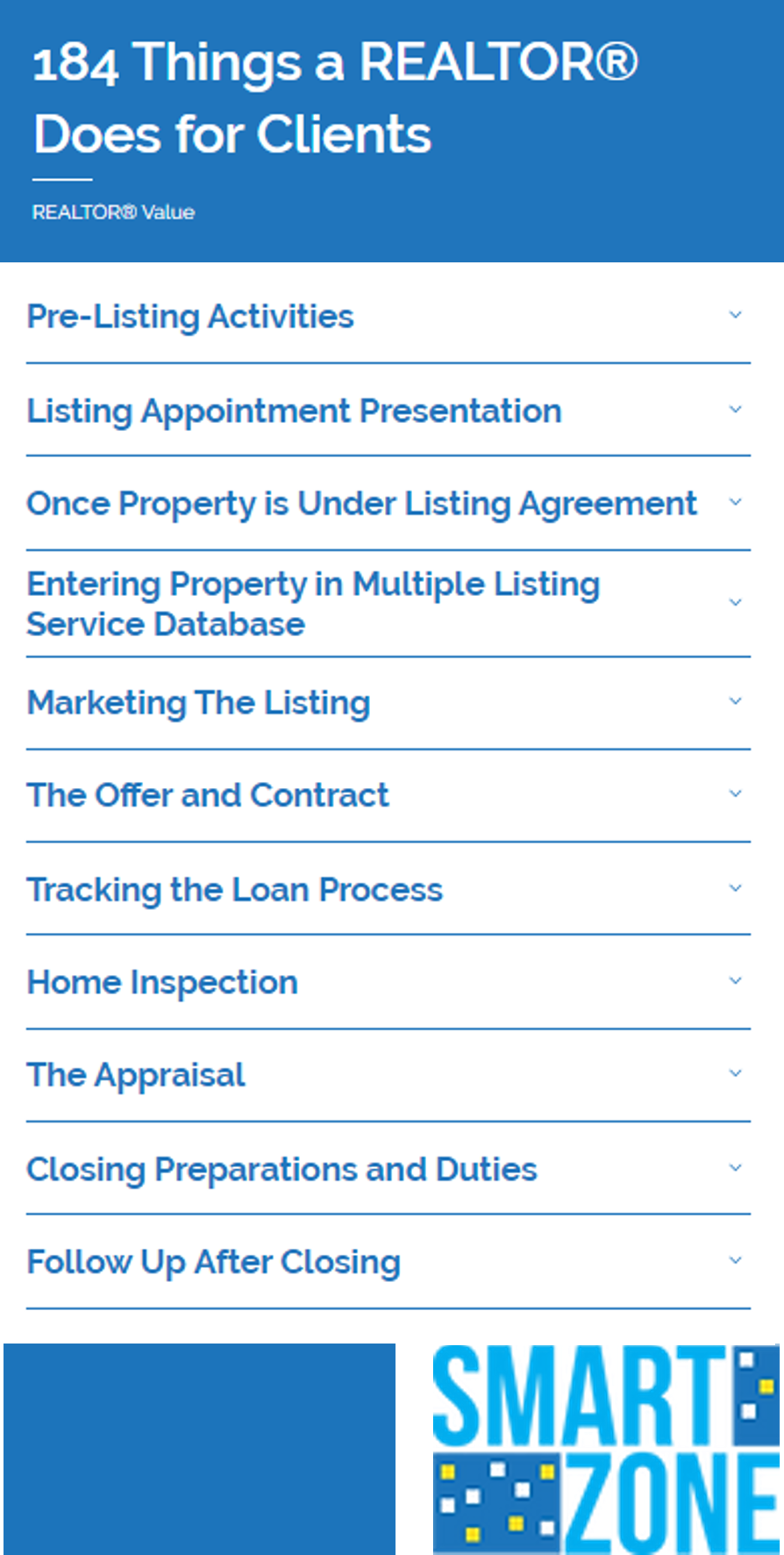 184 Things Realtors Do for Clients ad and link to article