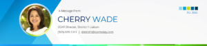 Cherry Wade dist dir email masthead + link to email
