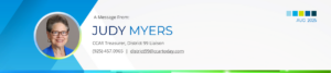 Judy Myers masthead + link to email
