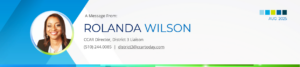 Rolanda Wilson masthead + link to email