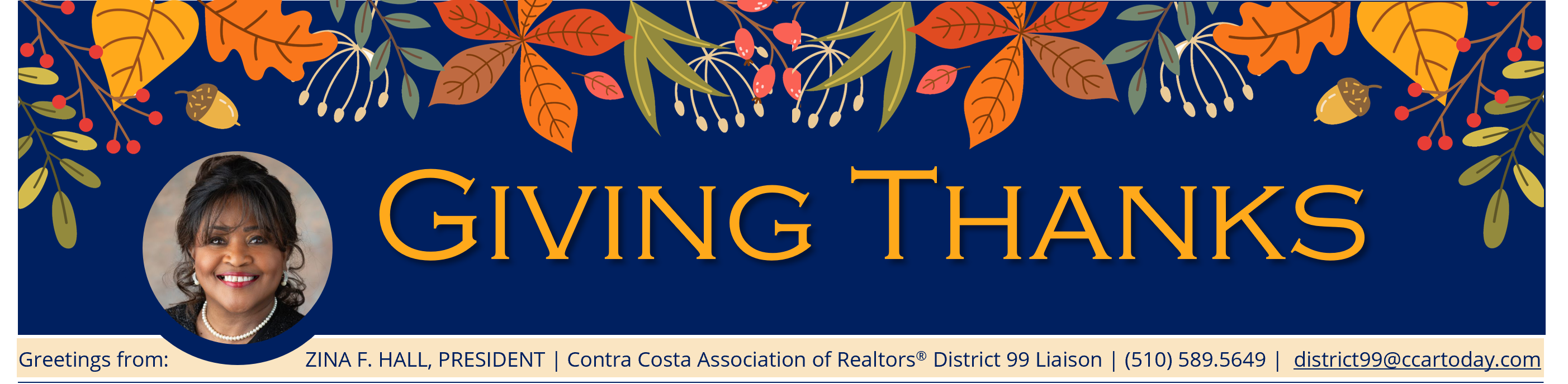 Zina F. Hall Masthead + link to email