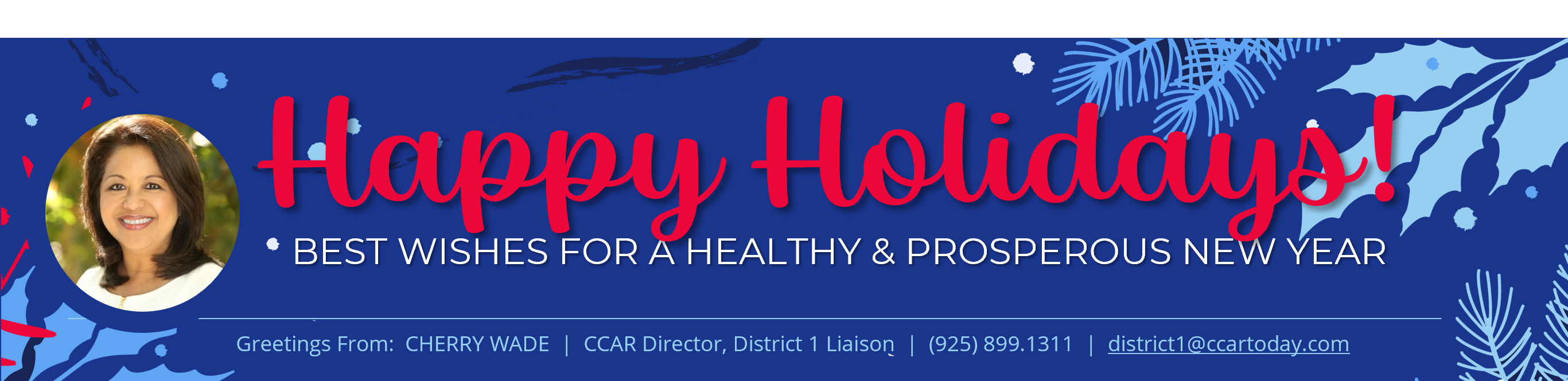 Cherry Wade masthead + link to email