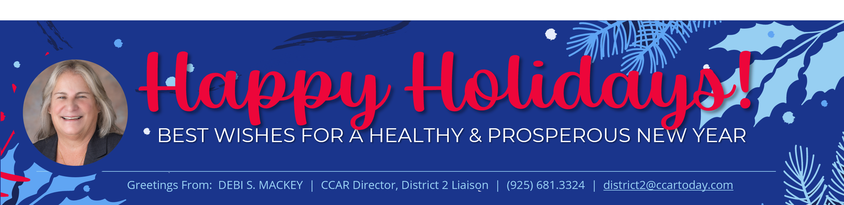 Debi Mackey masthead + link to email