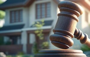 House & gavel representing real estate law