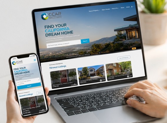 CCARhomes.com home page image on phone and laptop